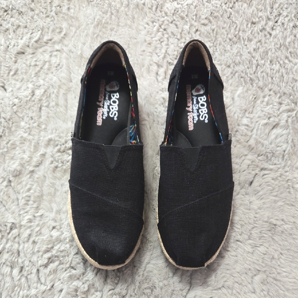 BOBS Black canvas Slip-On Shoes size 8